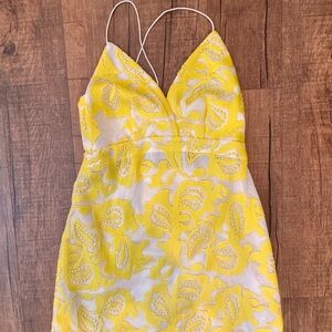 Anthropologie Maeve Yellow and White Lace Detail Dress